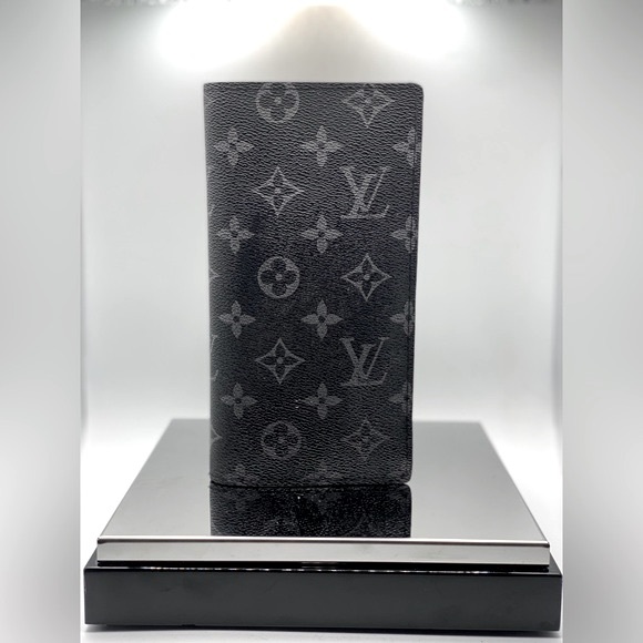 Louis Vuitton Men’s Brazza Eclipse Black Leather Long Wallet - Picture 1 of 1